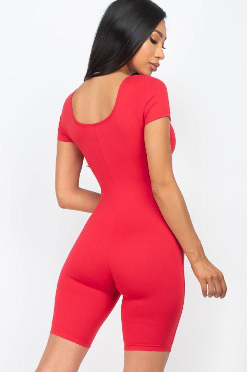 Short Sleeve Scoop Neck Bodycon Romper (CAPELLA)