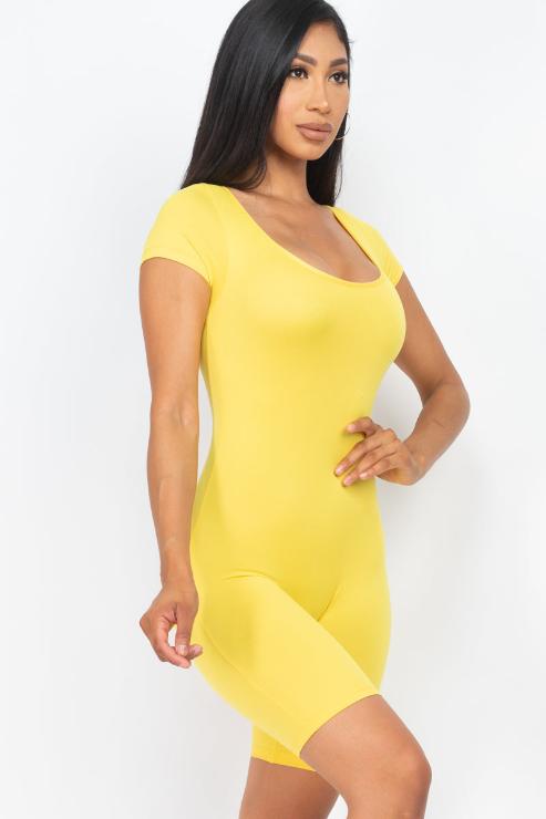 Short Sleeve Scoop Neck Bodycon Romper (CAPELLA)