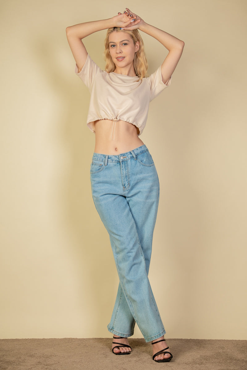 French Terry Toggle Drawstring Crop Top (CAPELLA)