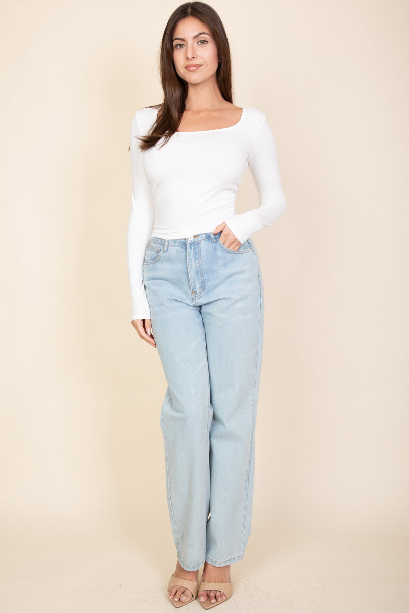 Square Neck Long Sleeve Top (CAPELLA)