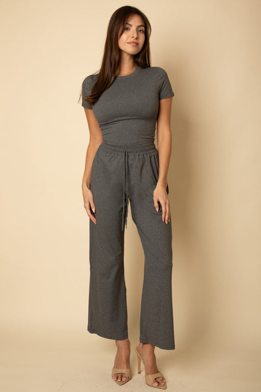 Relaxed Fit Top and Wide-Leg Pants Set (CAPELLA)