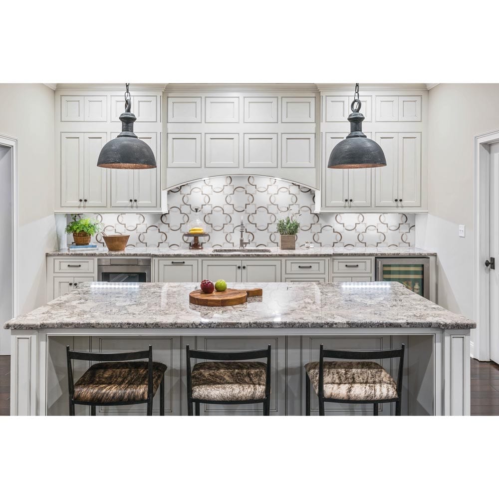Bianco Quatrefoil 12" x 12" Polished Marble Mesh-Mounted Mosaic Tile Pattern-MSI Collection