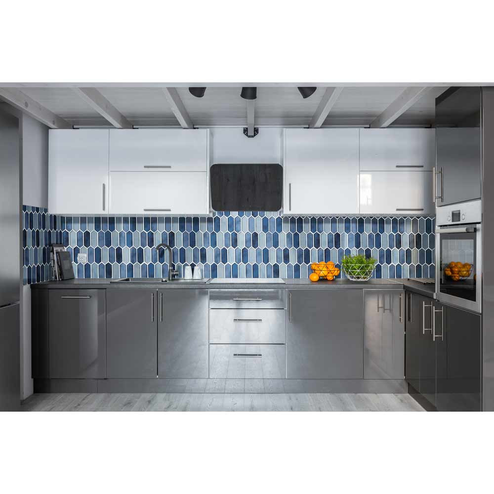 Boathouse Blue Picket 10" x 12" Glass Mesh-Mounted Mosaic Tile Pattern-MSI Collection