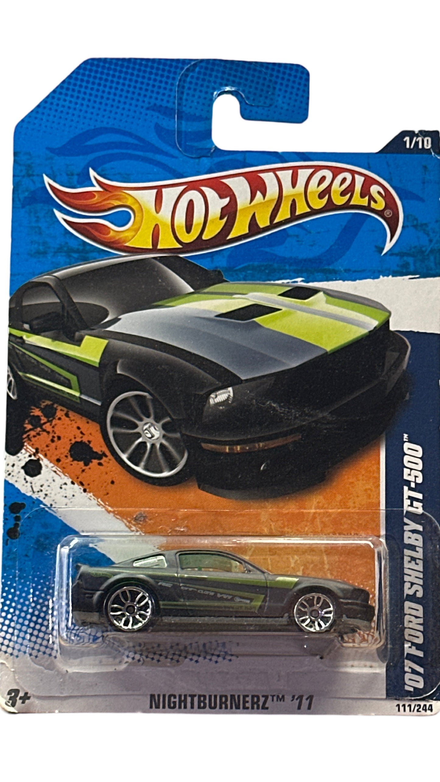Hot Wheels Nightburnerz 07 Ford Shelby GT-500 Black/Green 1/10