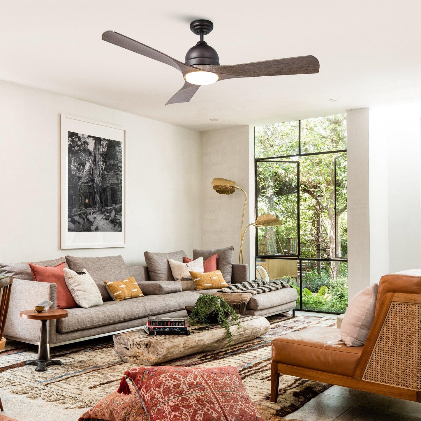 54" Industrial 3 Blades LED Ceiling Fan with Remote Control