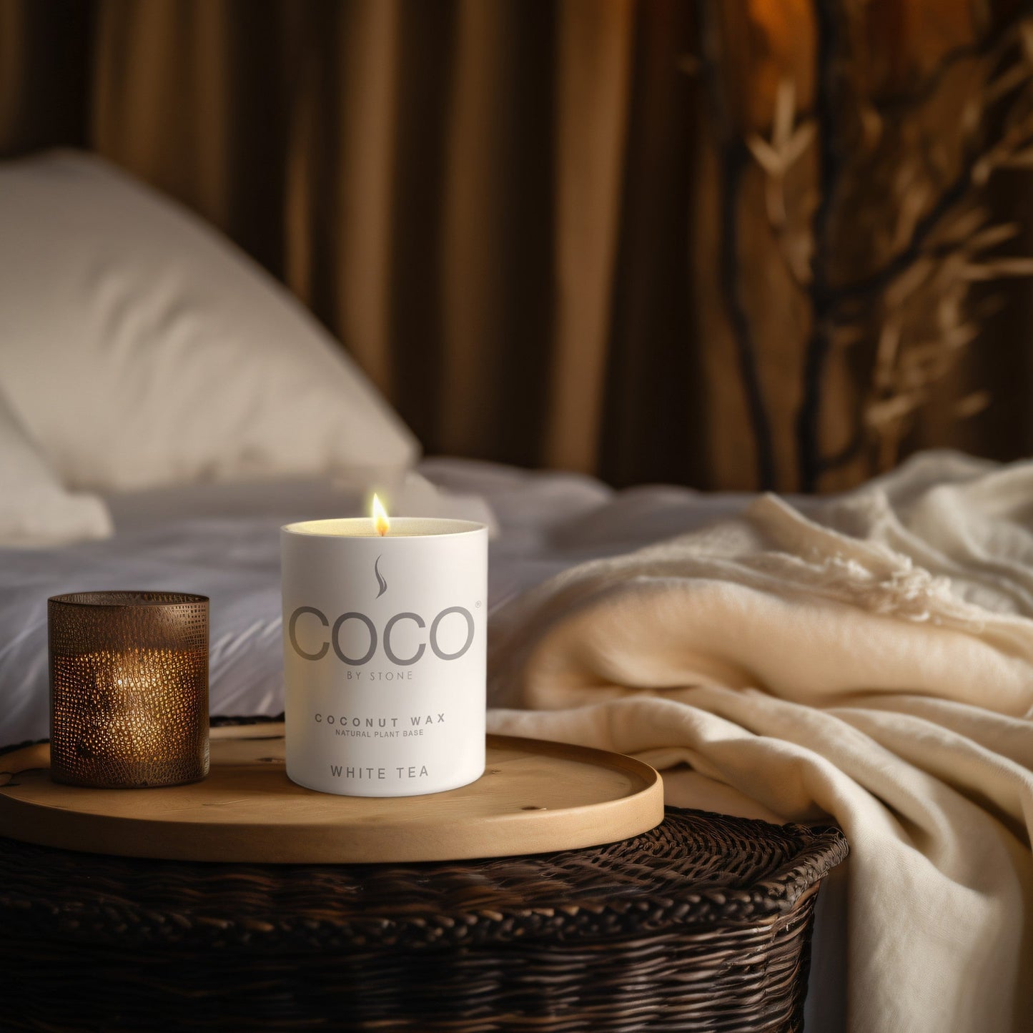 White Tea Natural Coconut Apricot Wax Candle