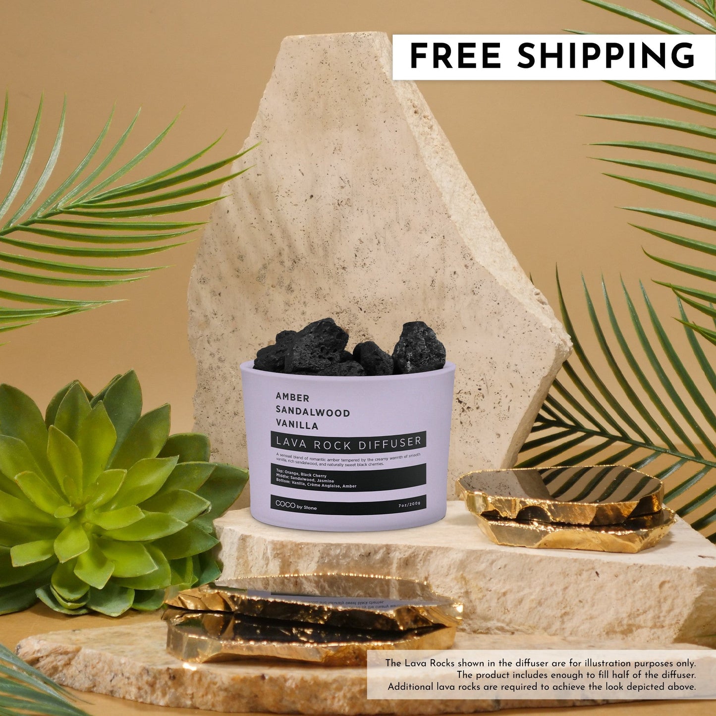 Lava Rock Diffuser (Amber | Sandalwood | Vanilla)