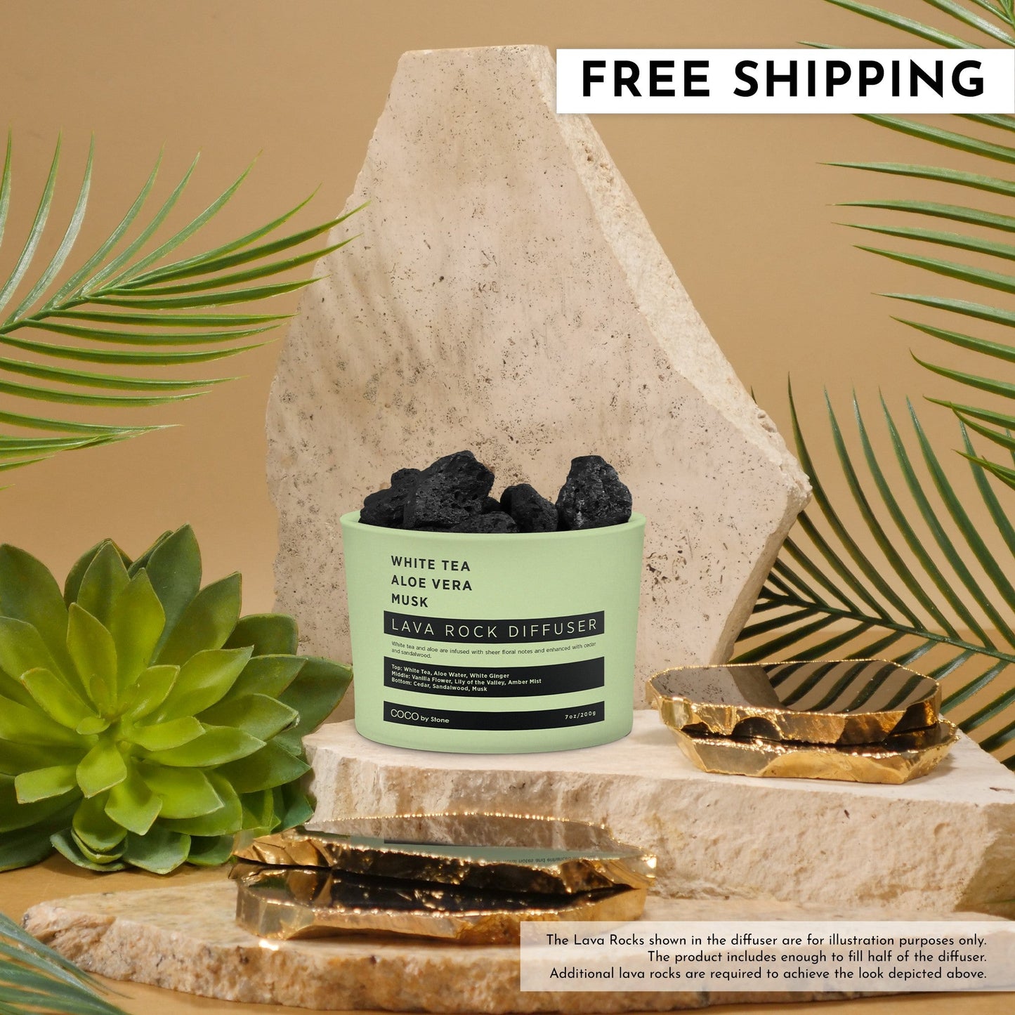 Lava Rock Diffuser (White Tea | Aloe Vera | Musk)