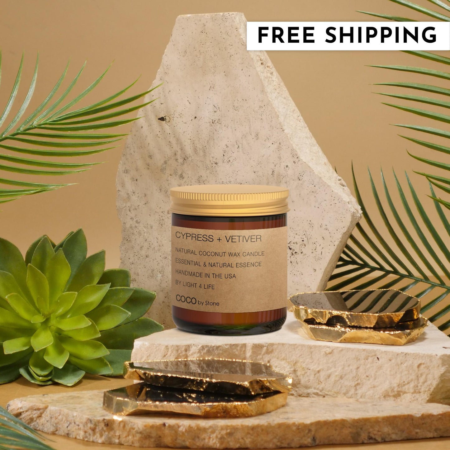 3.5oz Cypress + Vetiver Natural Coconut Apricot Wax Candle