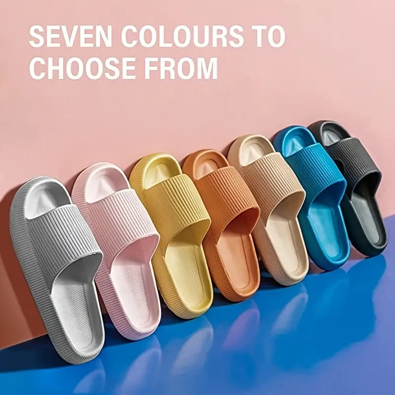 Women's Indoor Pillow Slides, Solid Color Soft Sole Open Toe