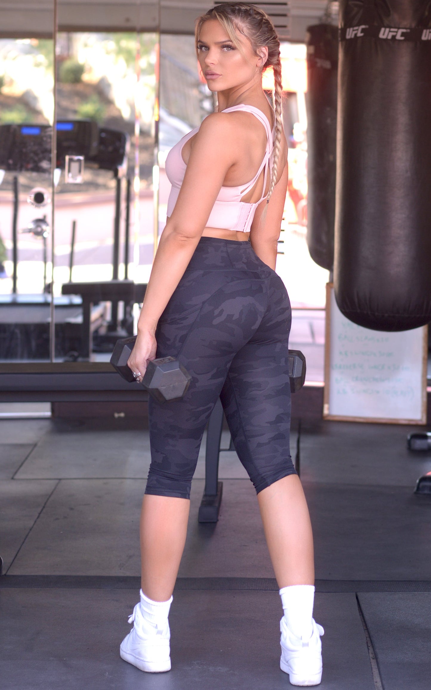 Wander: Crop Leggings in Black Camo