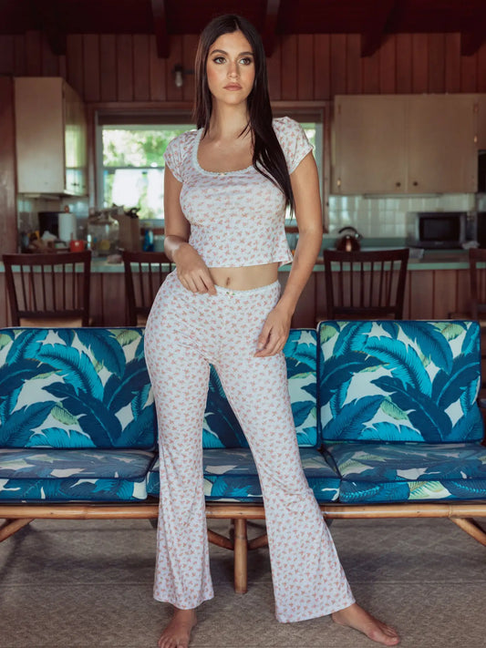 Kilo Brava Ditsy Pink - Flare Pants