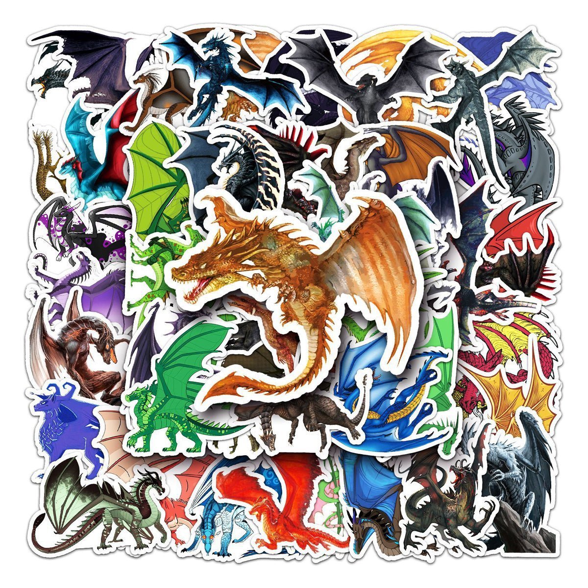 50 Dragon Stickers for Laptops Water Bottles & Notebooks
