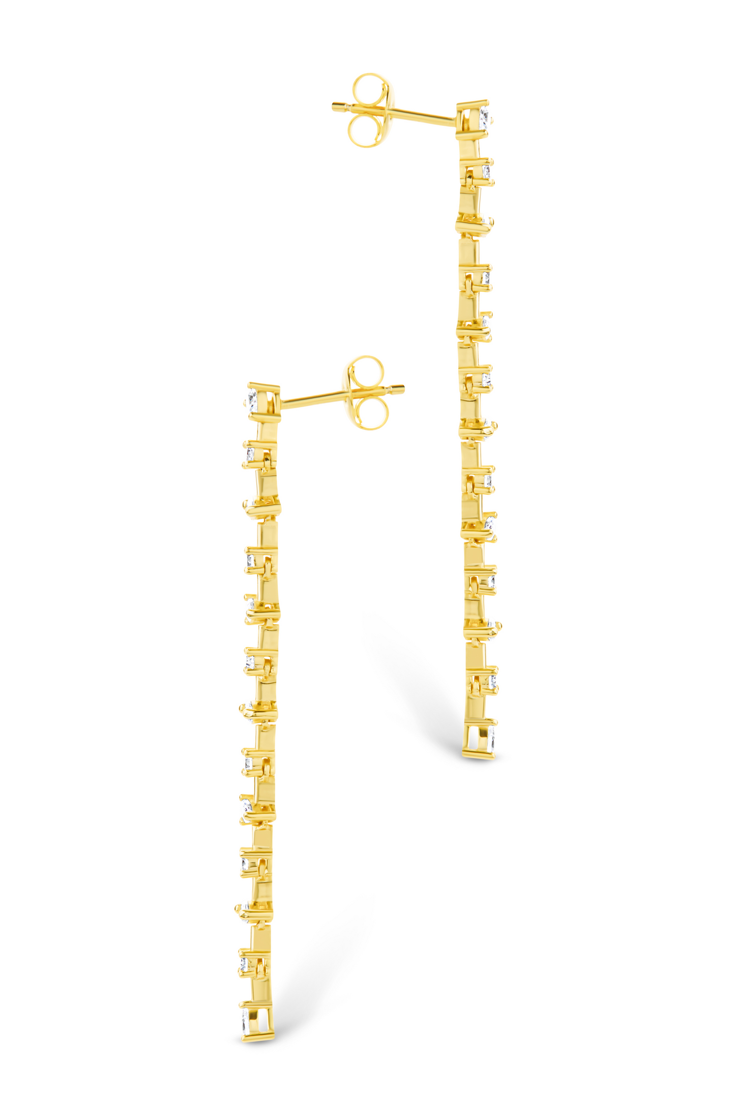 Sterling Silver Chastin Stationed CZ Dangle Stud Earrings