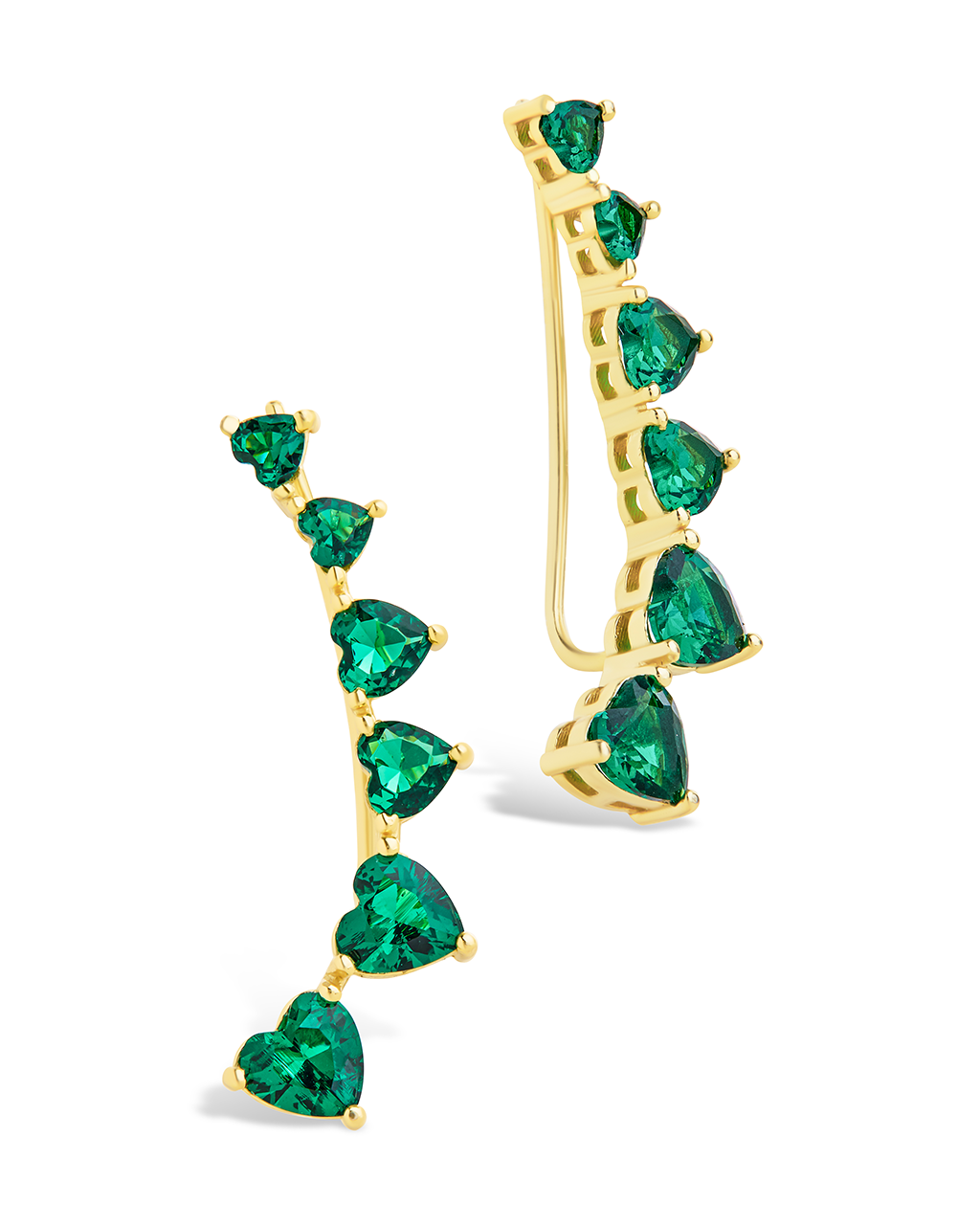 Sterling Silver Jillian CZ Heart Crawler Studs