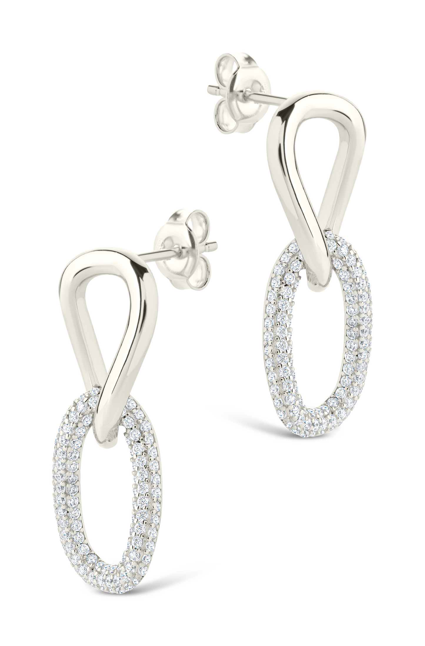Sterling Silver Taissa CZ Chain Link Studs
