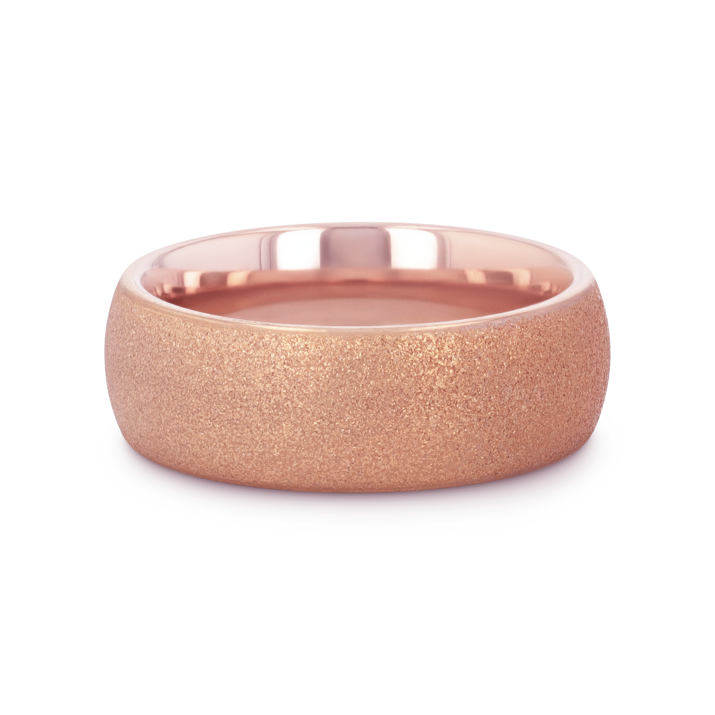 EMBER Domed Women's Rose Gold Plated Tungsten Carbide Ring with Sandblasted Crystalline Finish - 2mm