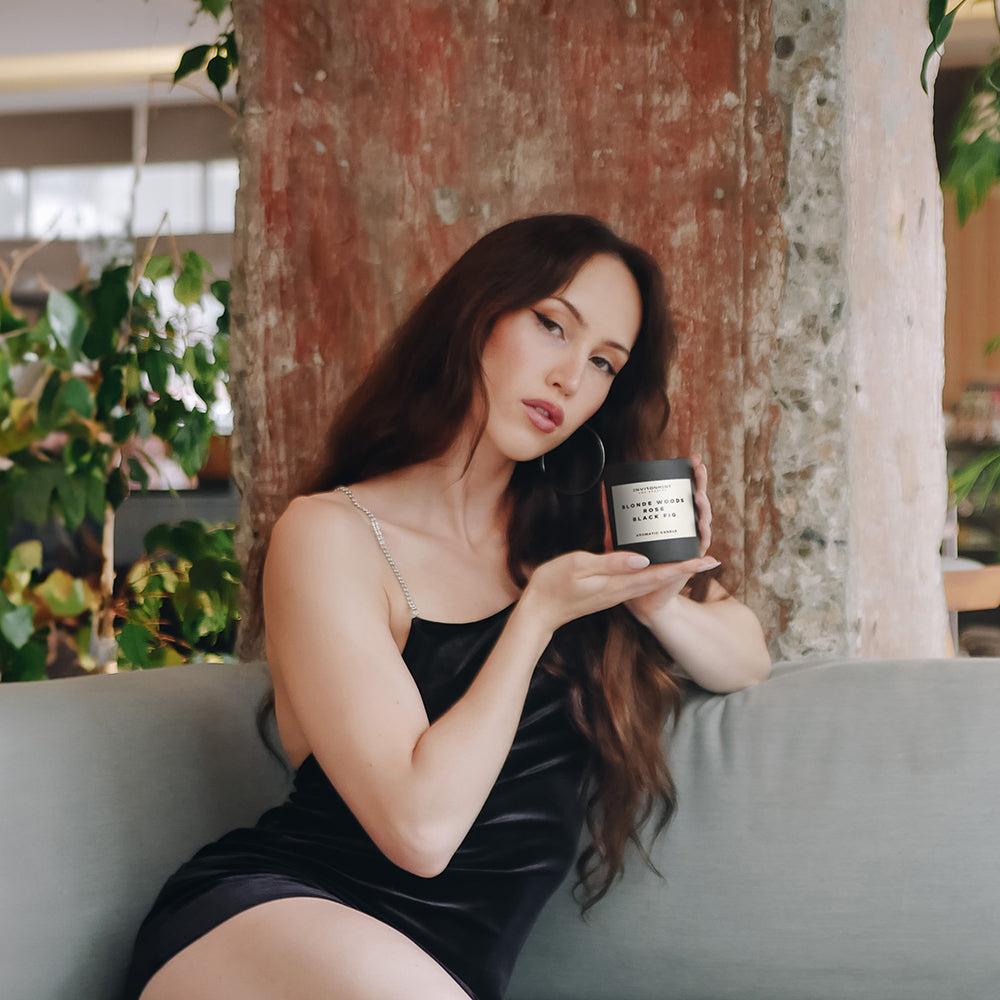 8oz Blonde Woods | Rose | Black Fig Candle with Lid and Box (Inspired by The EDITION Hotel®)