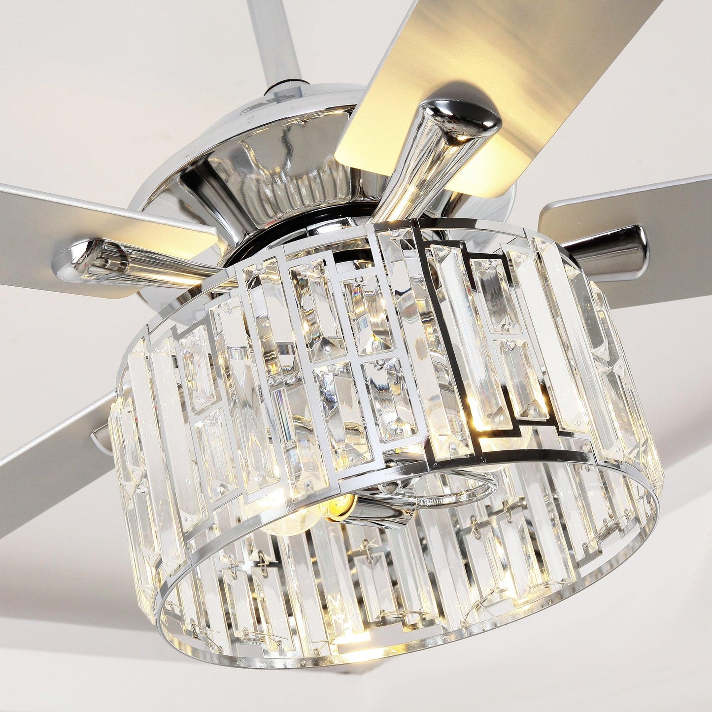 52" Dicken Modern Downrod Mount Reversible Crystal Ceiling Fan with Lighting and Remote Control