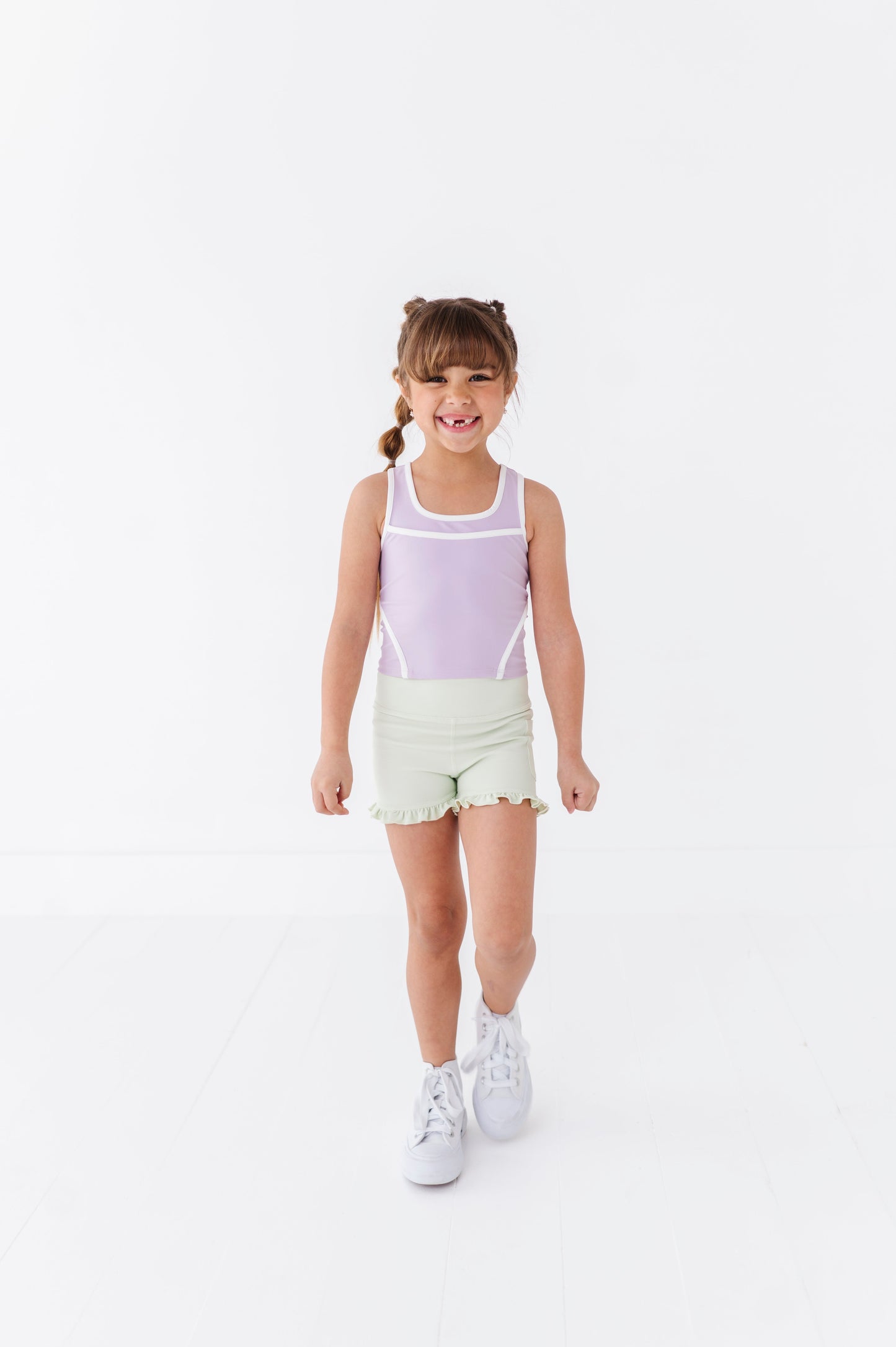 Hint of Mint | Ribbed Ruffle Yoga Shorts