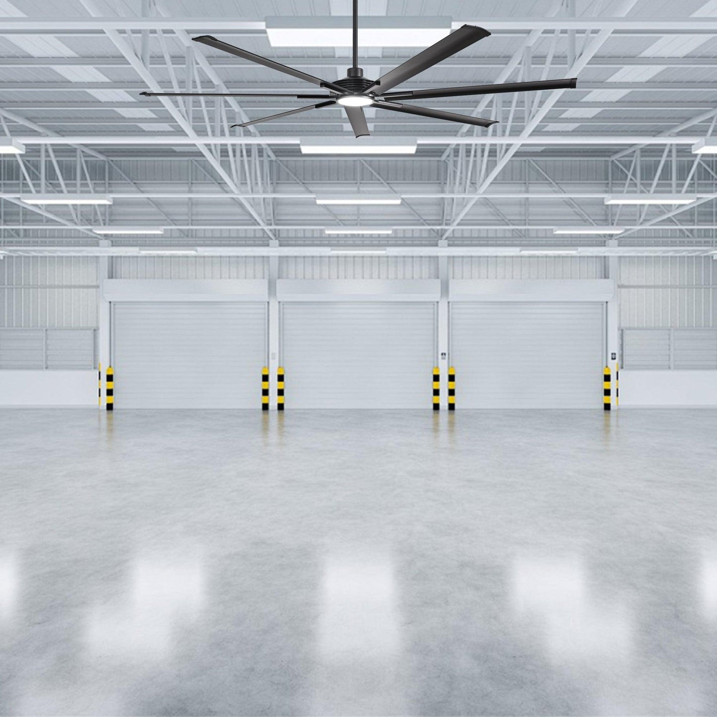 84 Inch 100 Inch Padus Black Large Size Ceiling Fan with Dimmable Lighting and Remote Control