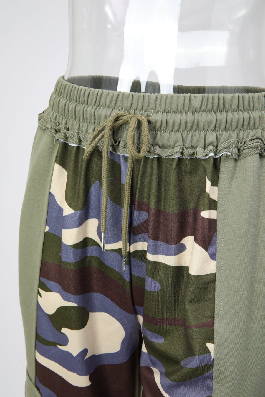 Casual non-stretch drawstring contrast color pants