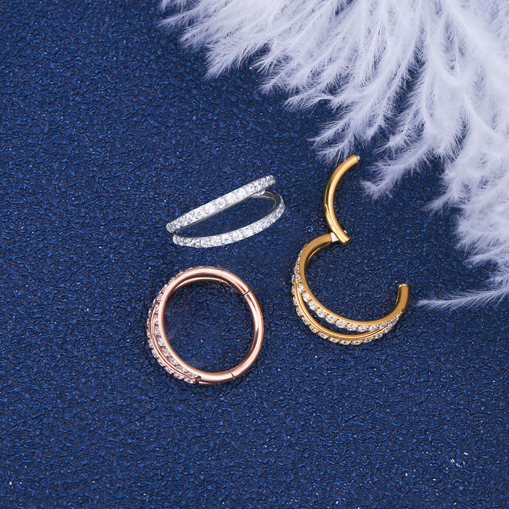 16G CZ Double Hoop Cartilage Ring