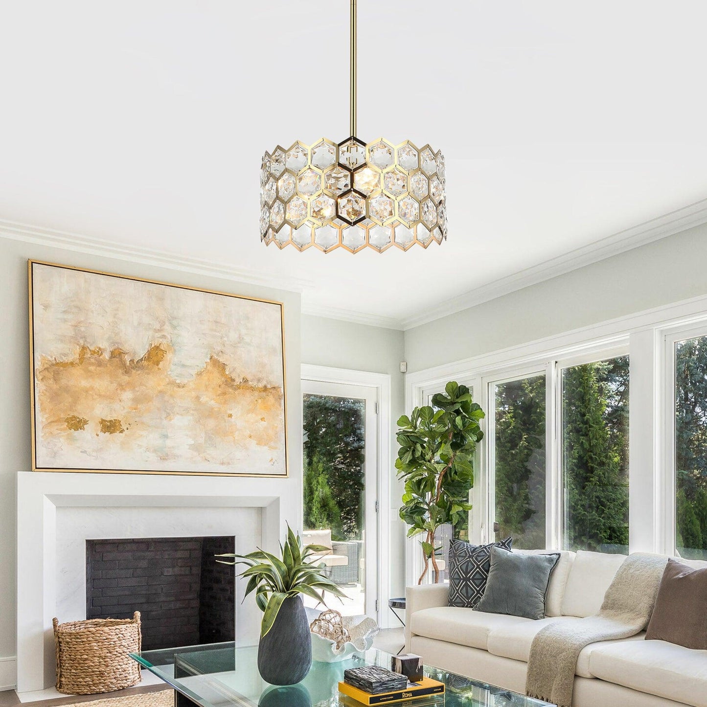 13 Inch Modern Golden 3-Light Island Pendant Lighting for Living Room