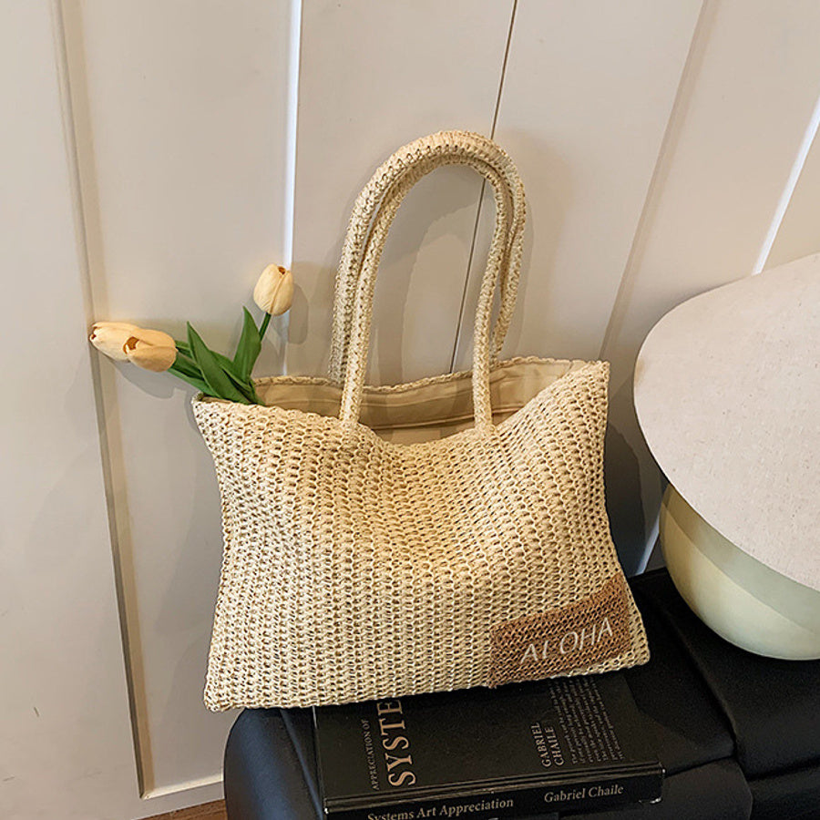 Stylish new letter embroidery high-capacity zip-up shoulder bag