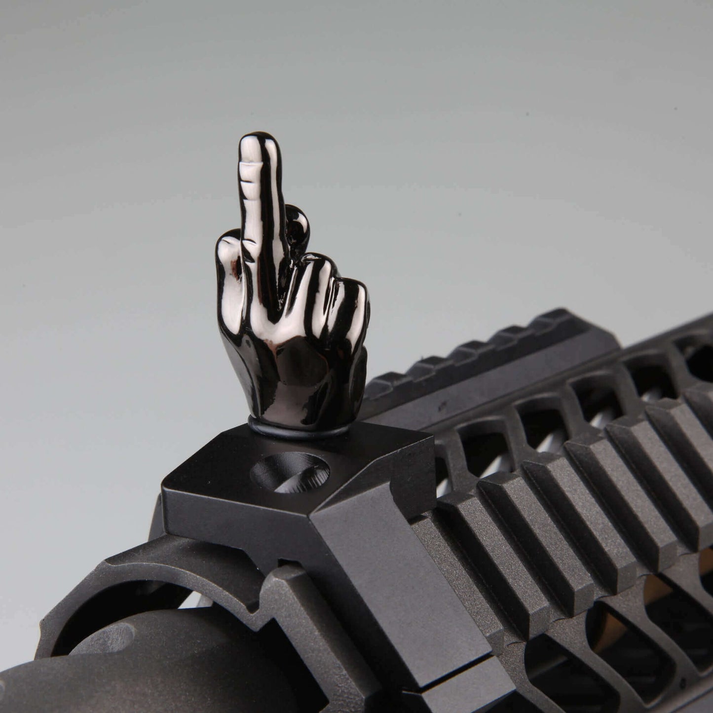 Gloss Tungsten Grey Color Novelty Finger Iron Sight Set - Offset 45 Degree (Middle Finger & OK Hand)
