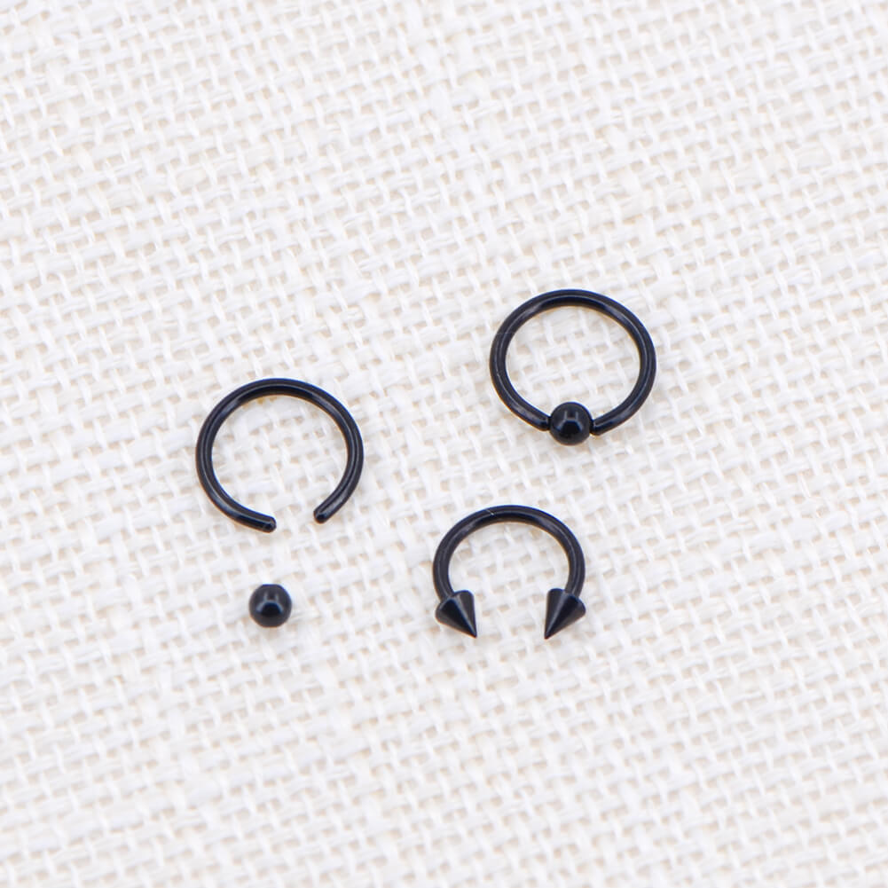 3Pcs Black Septum Ring Pack