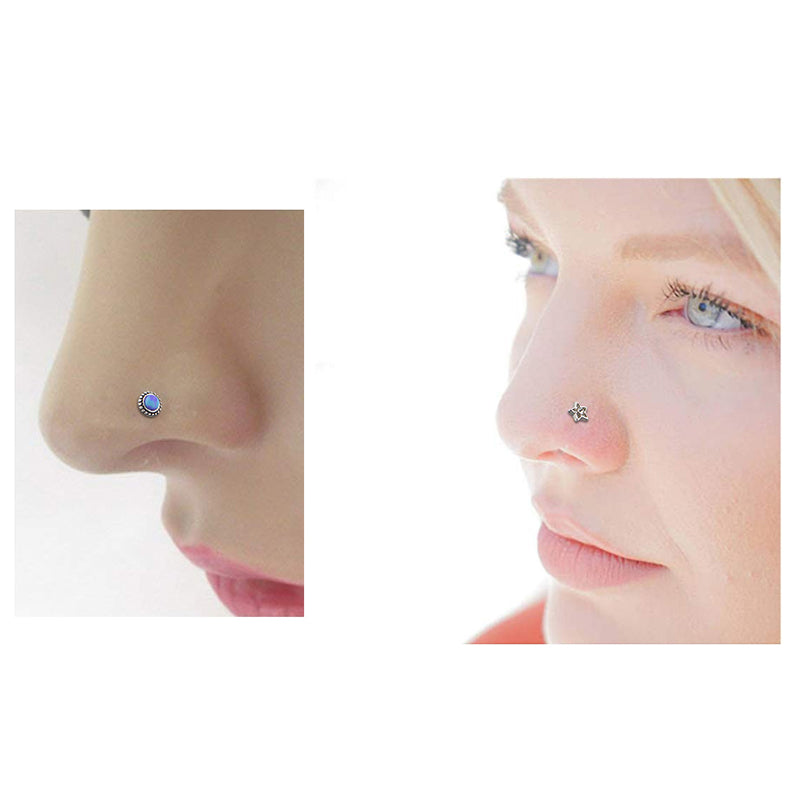 3PCS Moon Star Nostril Stud Pin Set