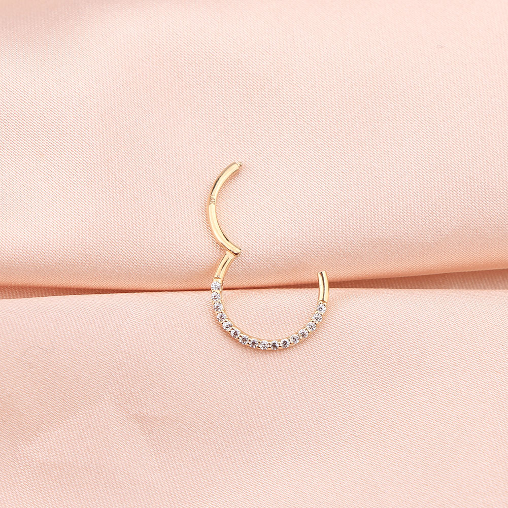 16G 14K Gold Front CZ Segment Septum Ring