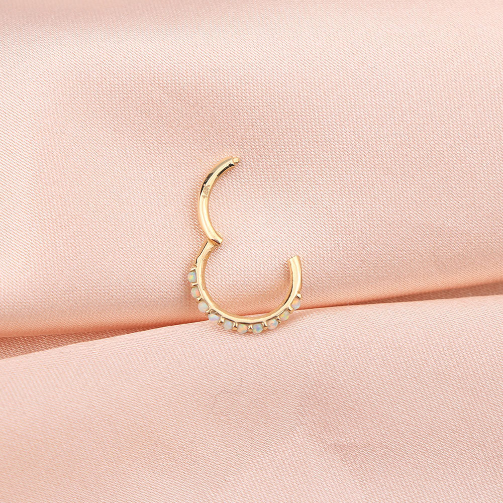 14K Gold Side Opal Cartilage Earring