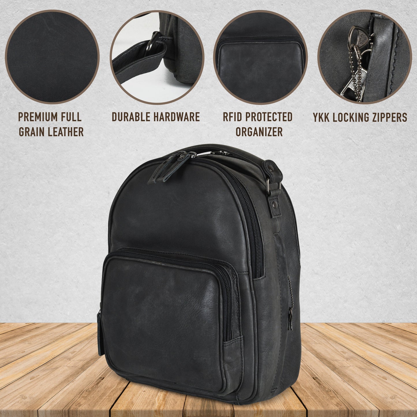 Concealed Carry Reese Unisex Leather Backpack