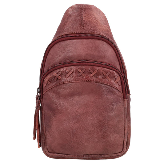 Concealed Carry Unisex Taylor Sling Leather Backpack by Lady Conceal