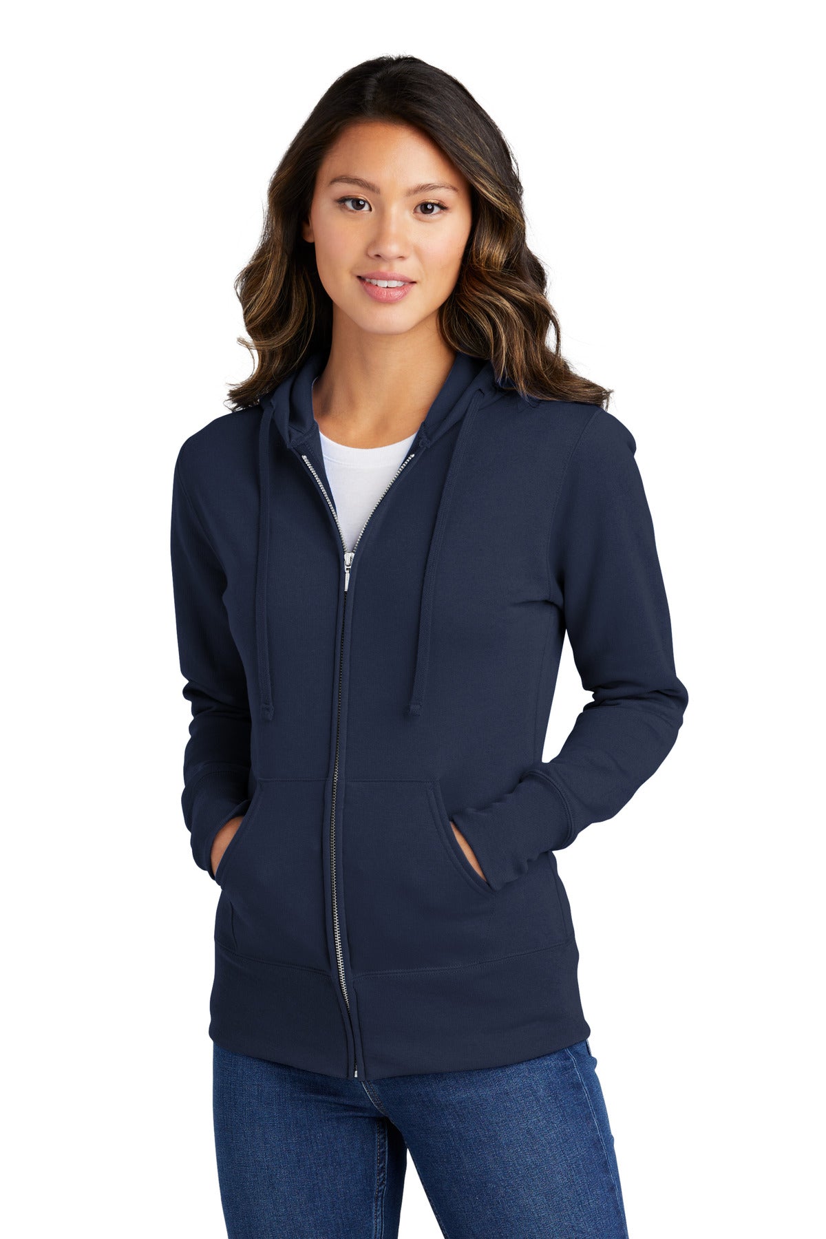 Custom Embroidered - Port & Company® Women's Core Fleece Full-Zip Hooded Sweatshirt. LPC78ZH