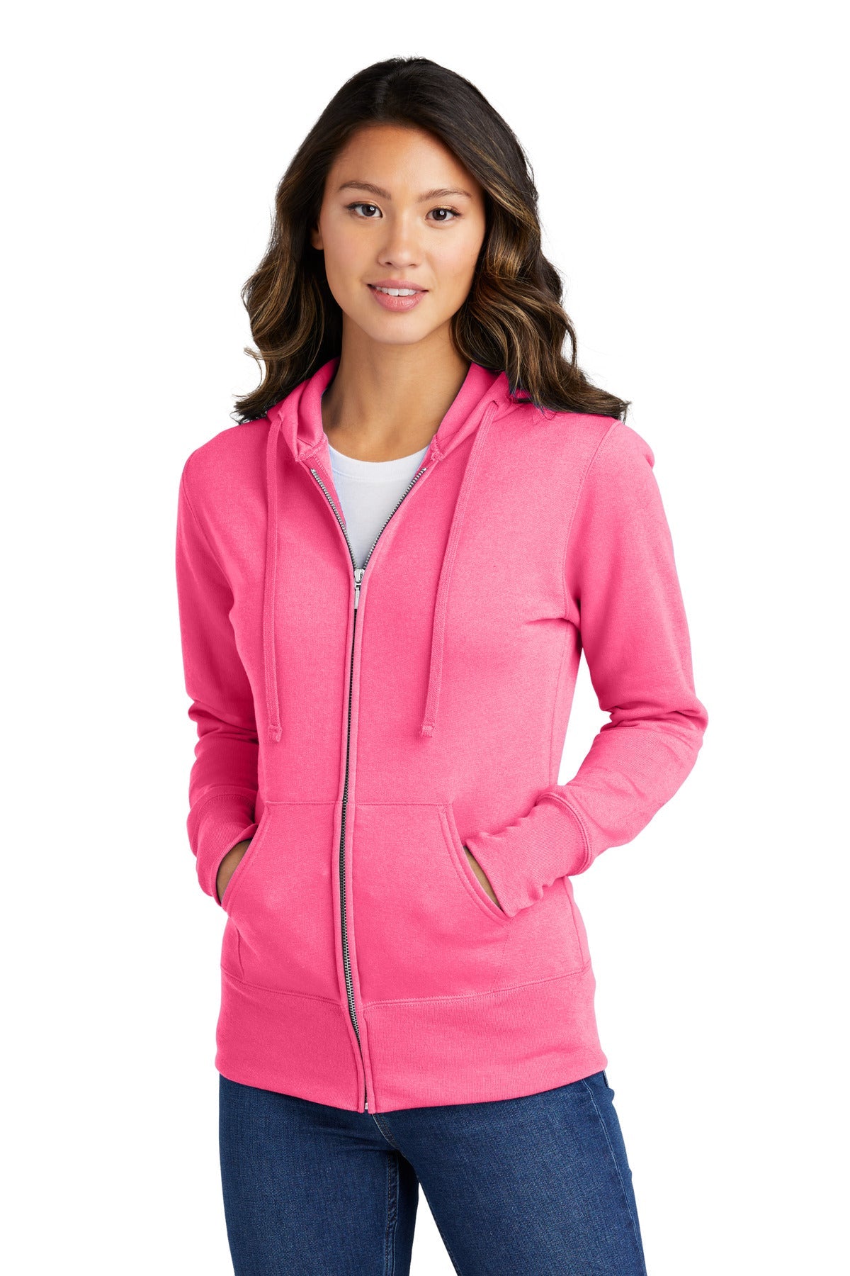 Custom Embroidered - Port & Company® Women's Core Fleece Full-Zip Hooded Sweatshirt. LPC78ZH