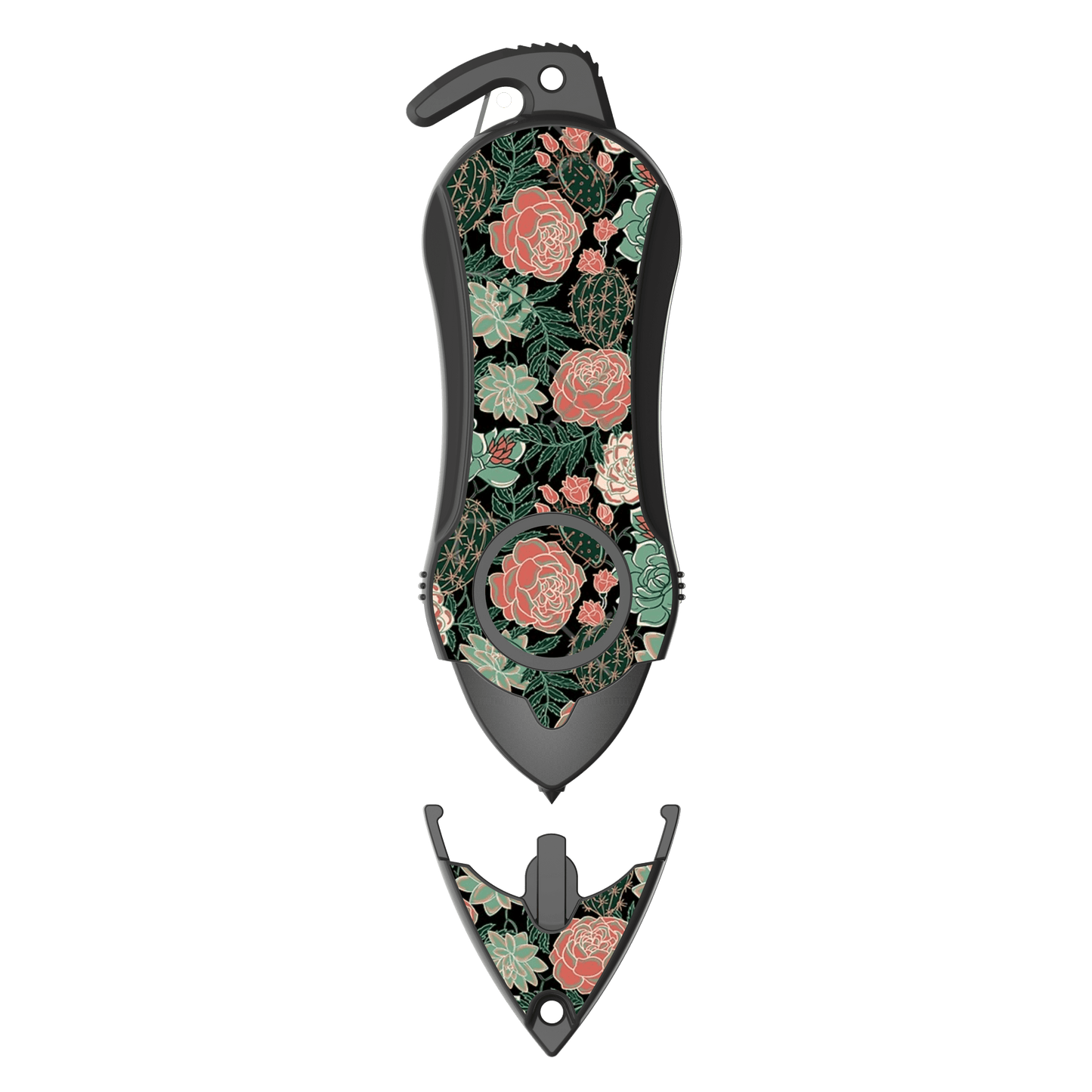 Stinger Personal Safety Alarm Keychain Emergency Tool: Siren Alarm, Seat Belt Cutter, Glass Breaker (Green Flower)