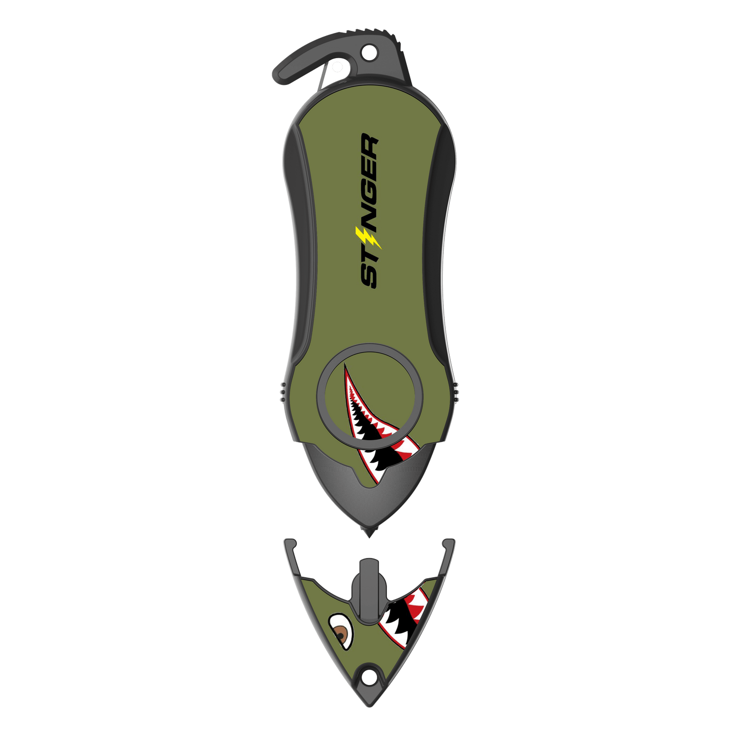 Stinger Personal Safety Alarm Keychain Emergency Tool: Siren Alarm, Seat Belt Cutter, Glass Breaker (Shark)