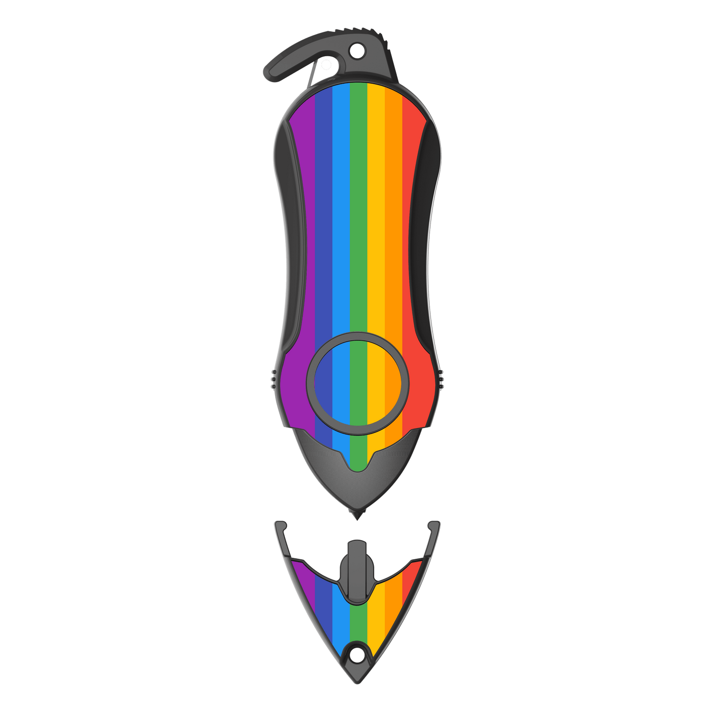 Stinger Personal Safety Alarm Keychain Emergency Tool: Siren Alarm, Seat Belt Cutter, Glass Breaker (Rainbow)