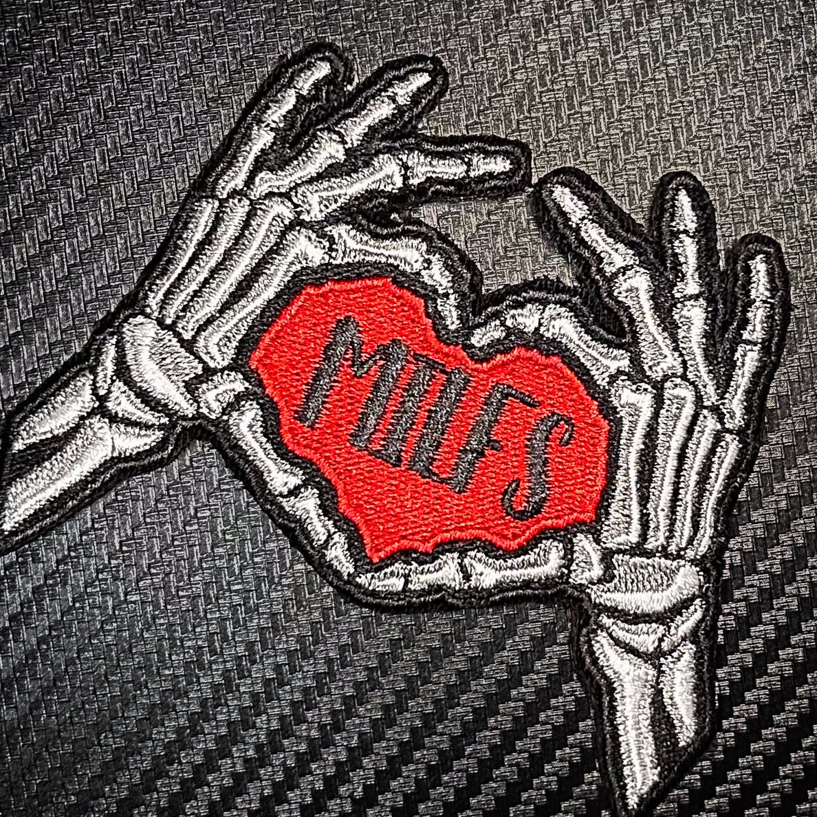 Everyone Loves Hot Moms - Skeleton Heart Hands Love MILFS - Embroidered Patch