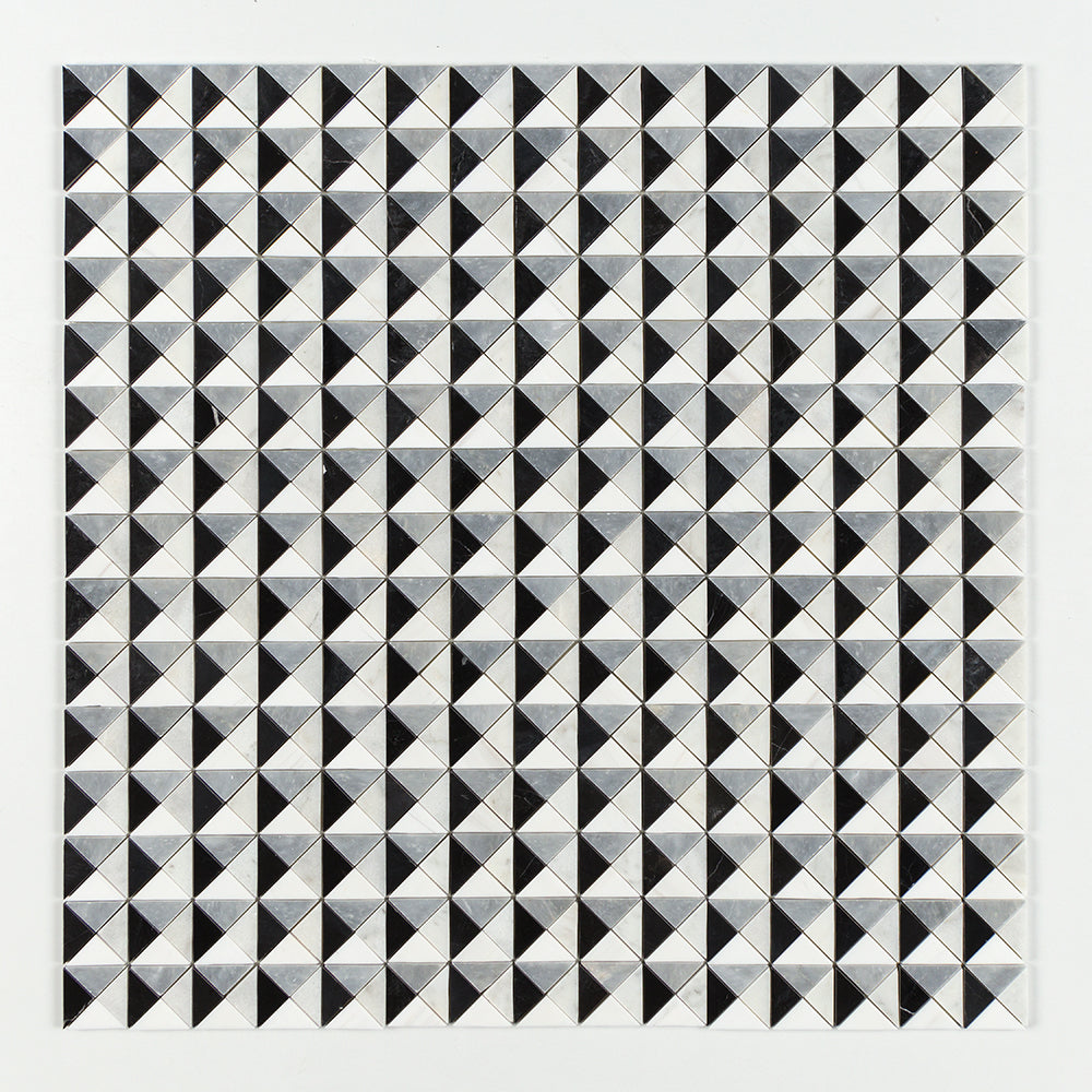 Black Calacatta Allure Snow White 12 1/2"x12 1/2" Multi Finish Devon Marble Mosaic