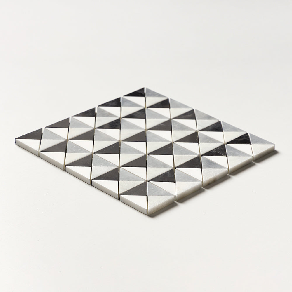 Black Calacatta Allure Snow White 12 1/2"x12 1/2" Multi Finish Devon Marble Mosaic