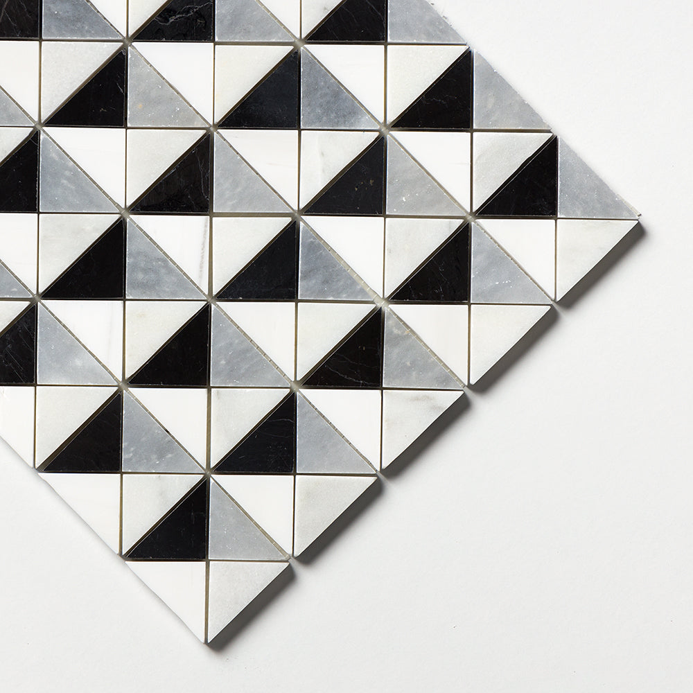 Black Calacatta Allure Snow White 12 1/2"x12 1/2" Multi Finish Devon Marble Mosaic