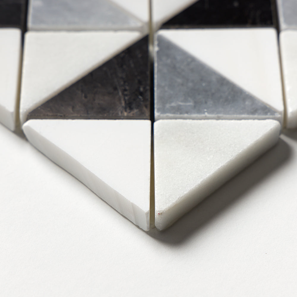 Black Calacatta Allure Snow White 12 1/2"x12 1/2" Multi Finish Devon Marble Mosaic