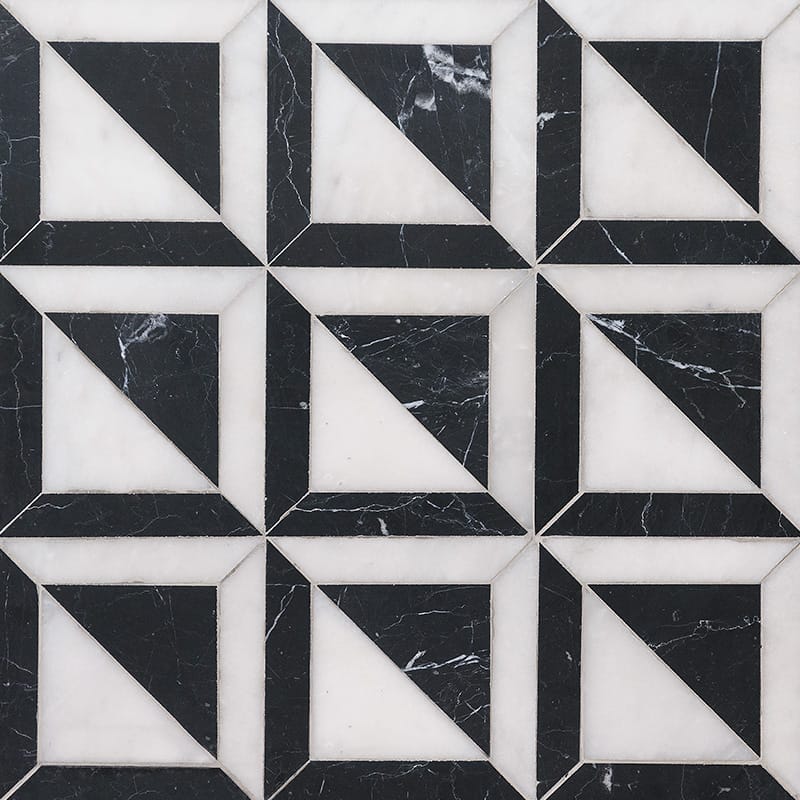 Black Calacatta 11 15/16"x11 15/16" Honed York Marble Mosaic