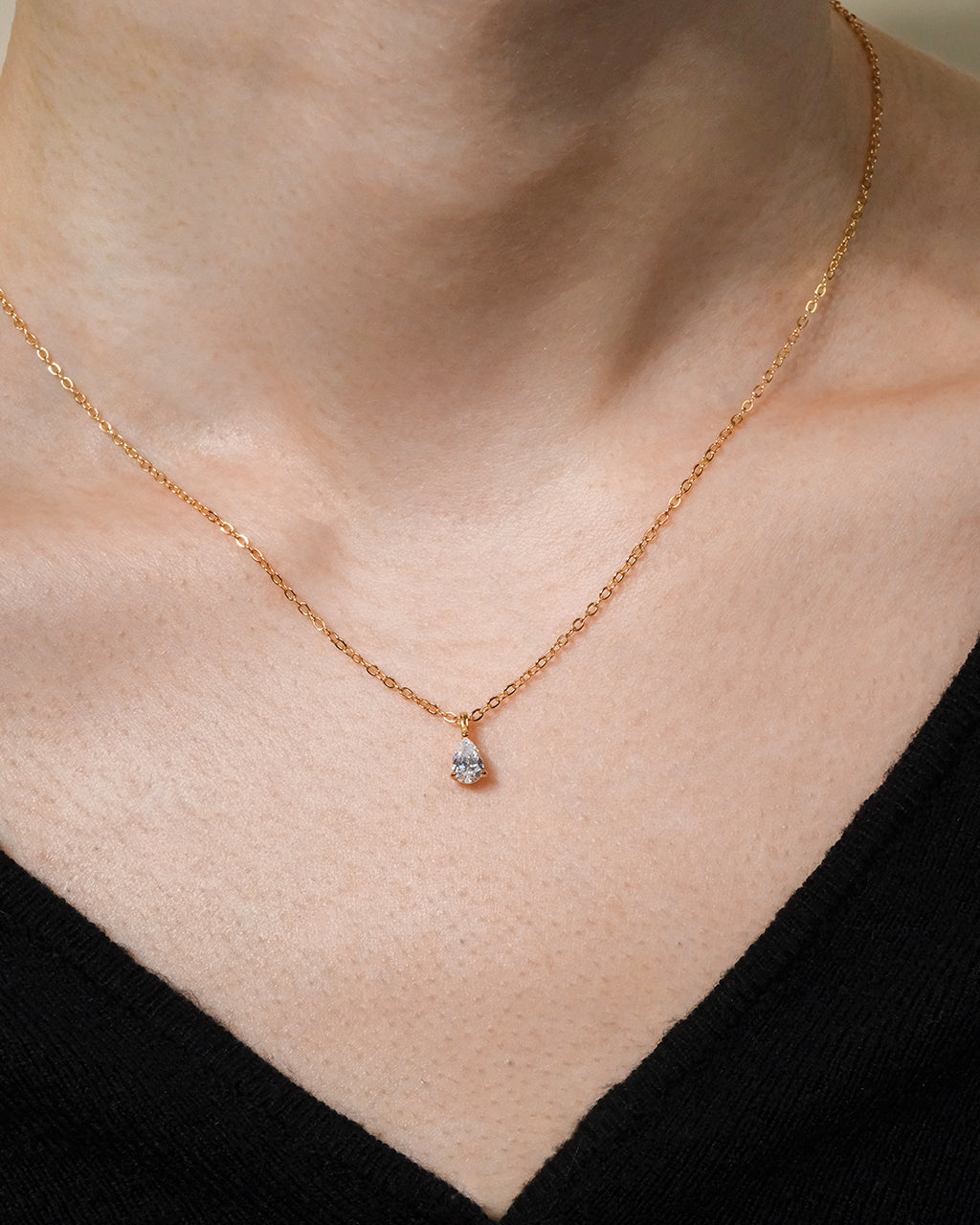 Sterling Silver Pear CZ Prong Set Pendant