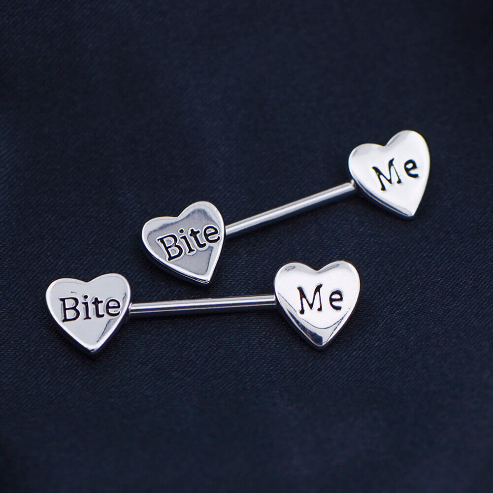 2Pcs Melting Heart and Letter Nipple Rings Pack