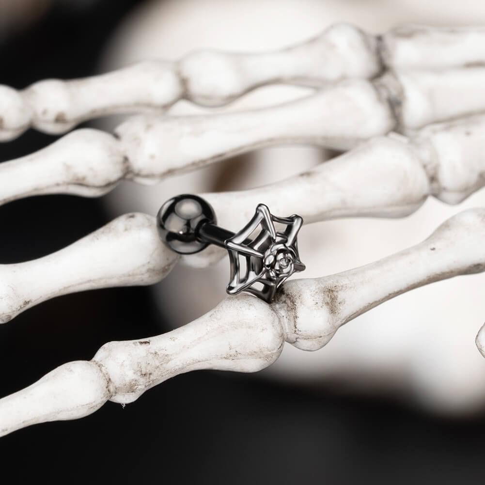 3PCS RoseWebSpider Cartilage Studs Set